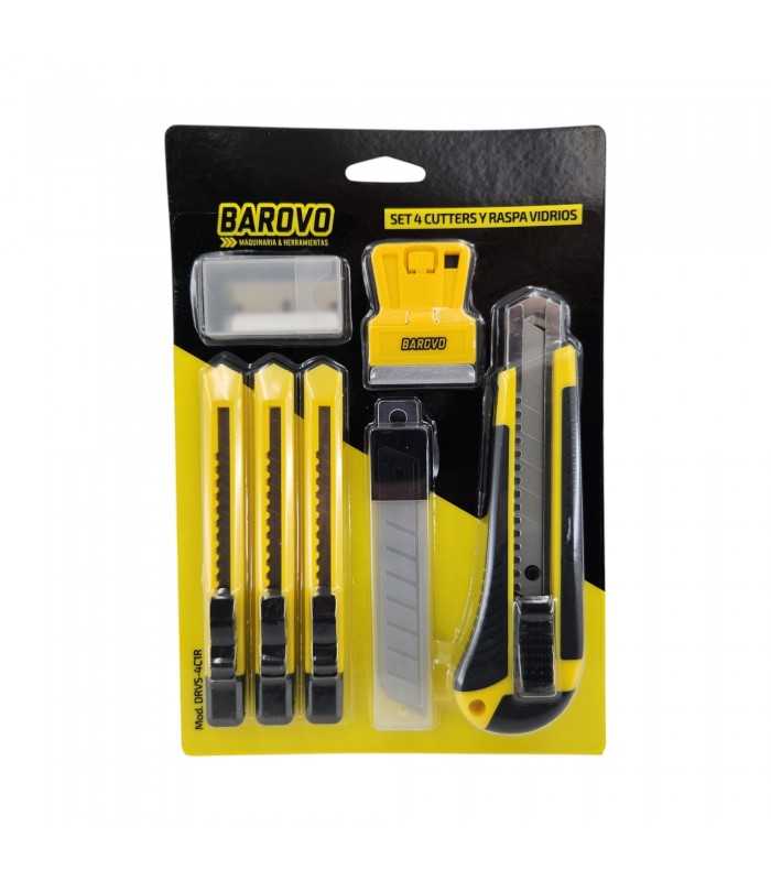 Set de 4 Cutters y Raspa Vidrios – Barovo DRVS-4C1R