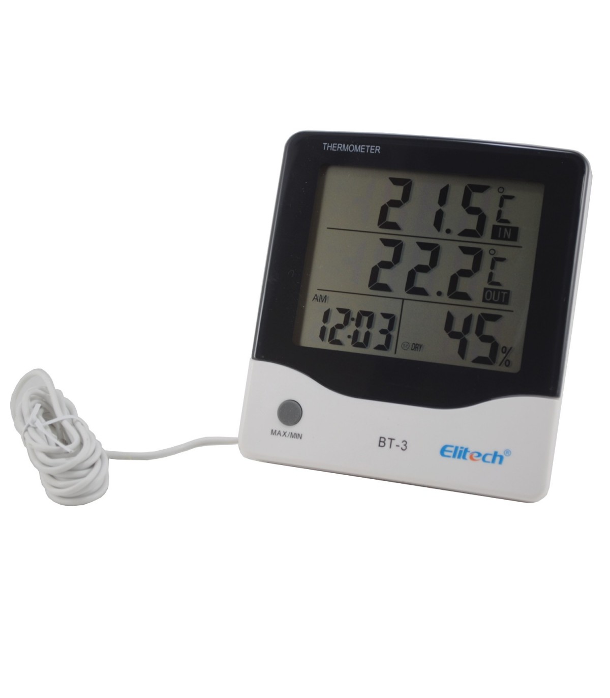 Termometro Higrómetro digital 2 Temperatura Humedad y reloj