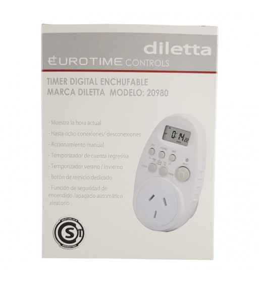 Timer Programable Digital Diletta Diaria y Semanal Mod-20980