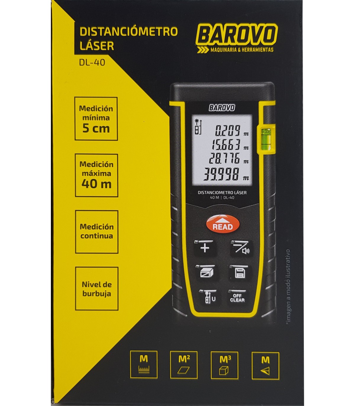 Medidor De Distancia Laser Profesional Barovo 40Mtrs DL-40