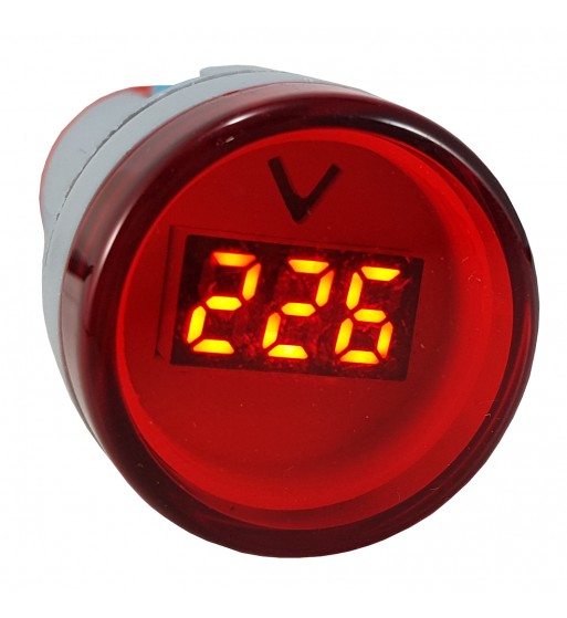 Medidor De Voltaje Voltimetro Redondo 22mm De Panel V-Rojo - ZURICH