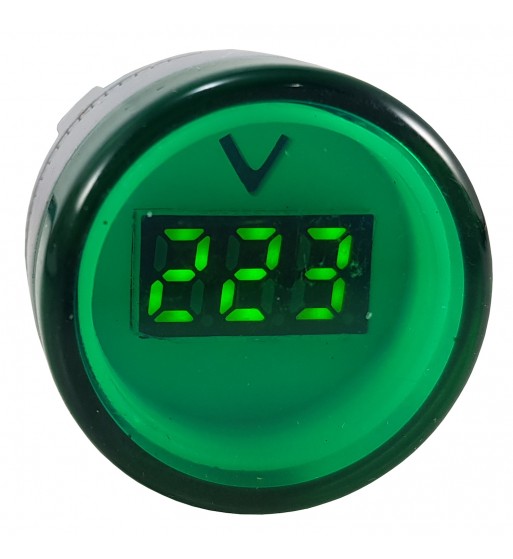 Medidor De Voltaje Voltimetro Redondo 22mm De Panel V-Verde - ZURICH